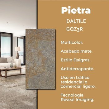Piso Pietra Quartzite Multicolor Daltile 45 x 90 cm Rectificado