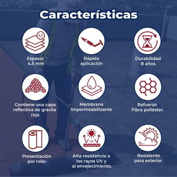 Imper prefabricado APP Sikashield 4.5mm F PL gravilla roja