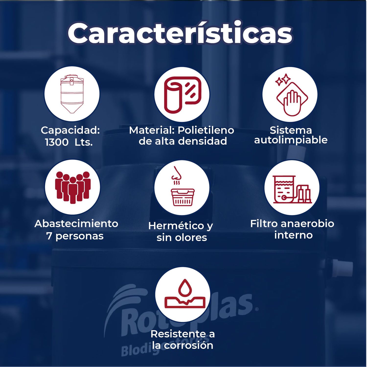 Biodigestor Rotoplas Autolimpiable 1300 L Para Aguas Residuales