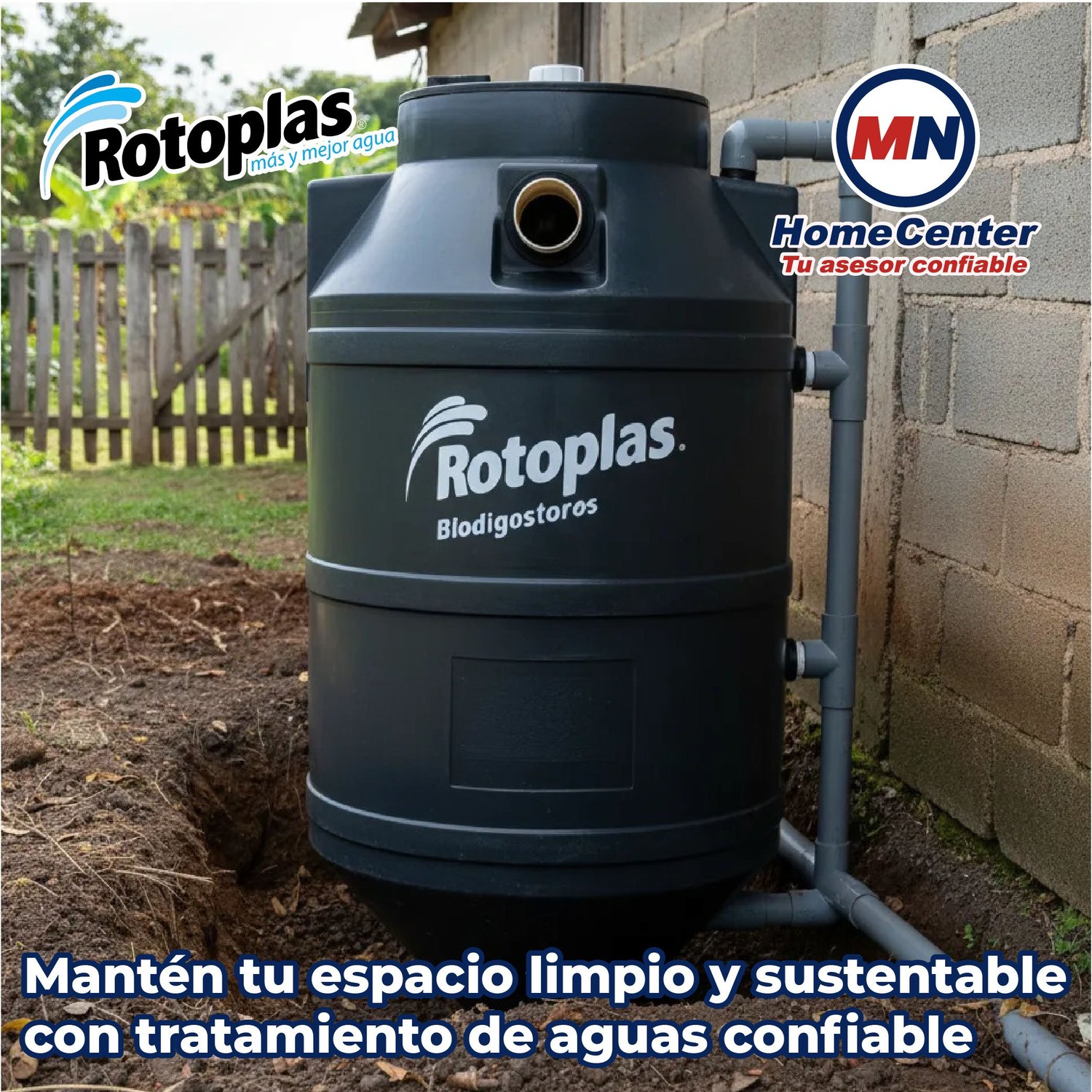 Biodigestor Rotoplas Autolimpiable 1300 L Para Aguas Residuales