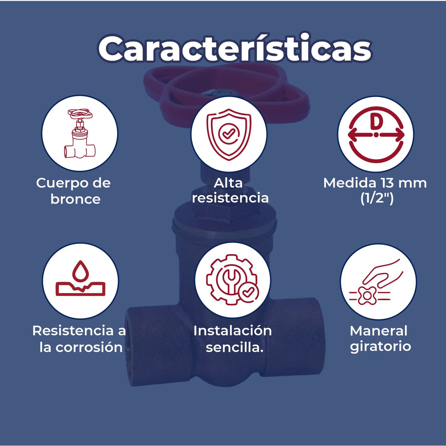 Válvula de Compuerta Roscable de laton Urrea 13 mm