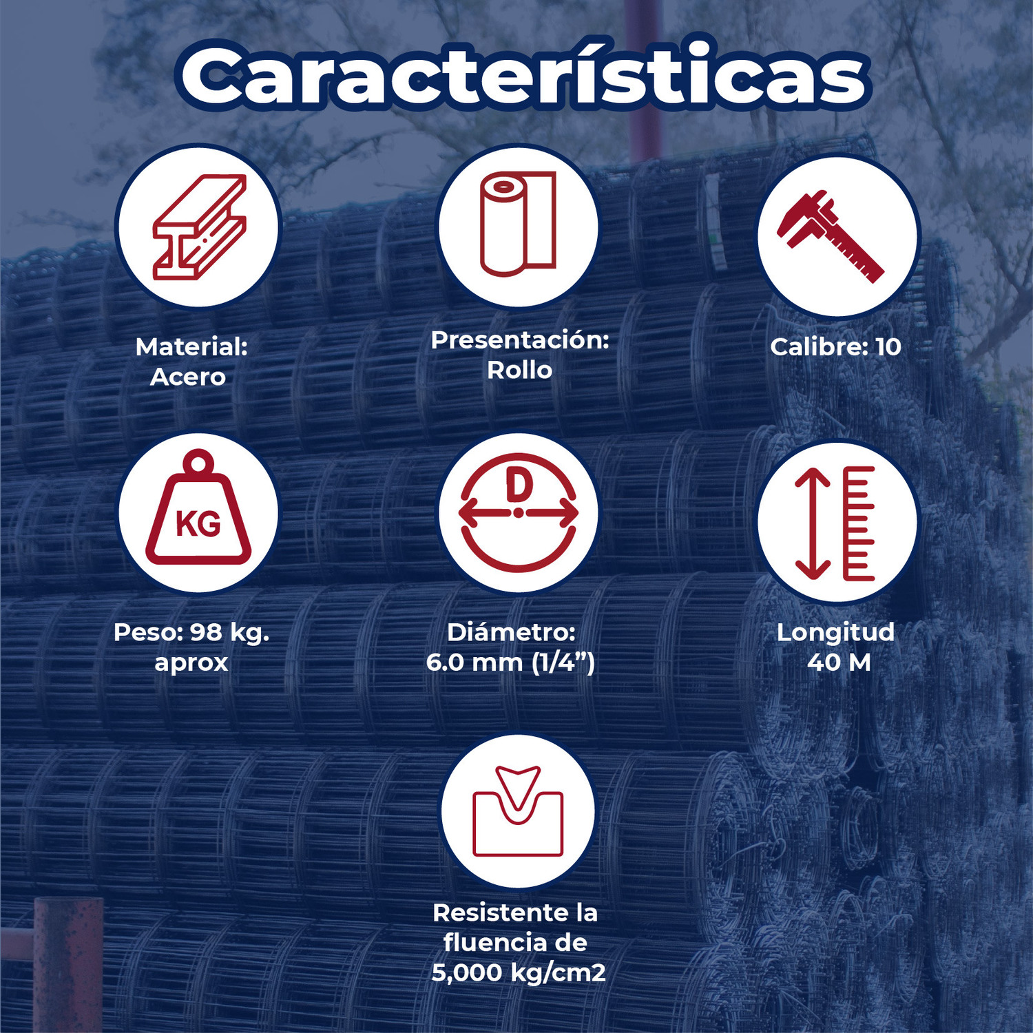 Malla Electrosoldada DeAcero 66-1010 2.5 x 40 ML 100 m2