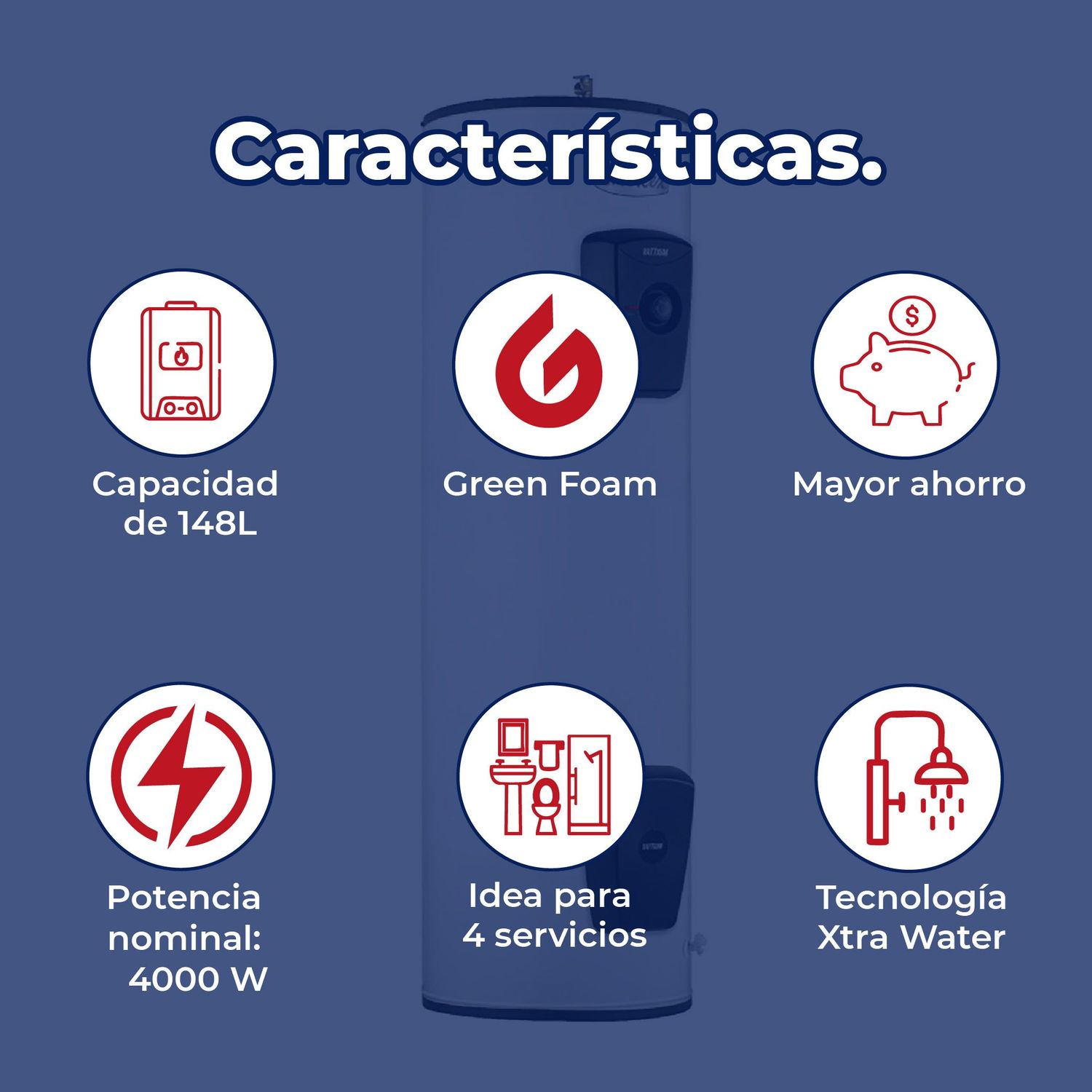 Calentador Depósito Eléctrico 140 L Calorex Vattium 220-240v