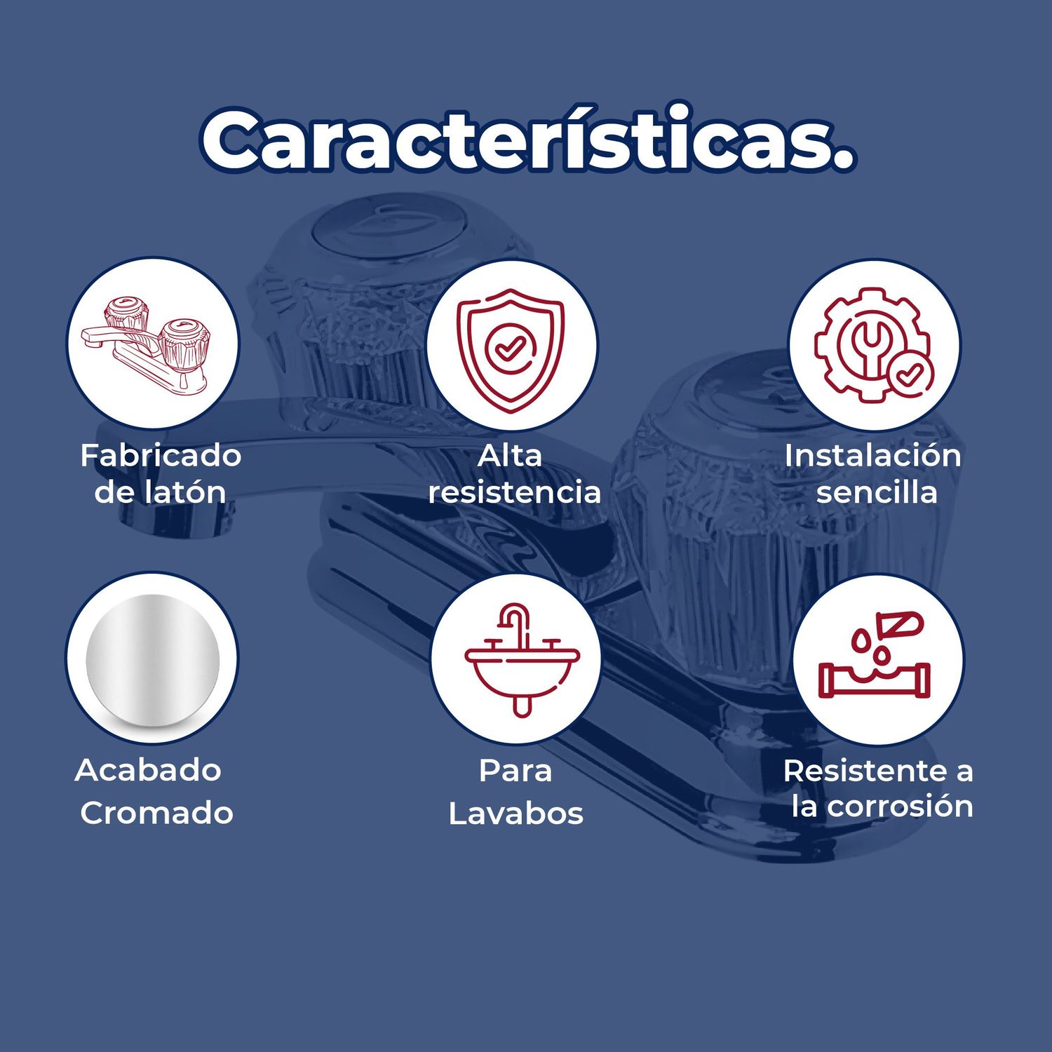 Llave Mezcladora para Lavabo 4” cierre de compresión Rugo