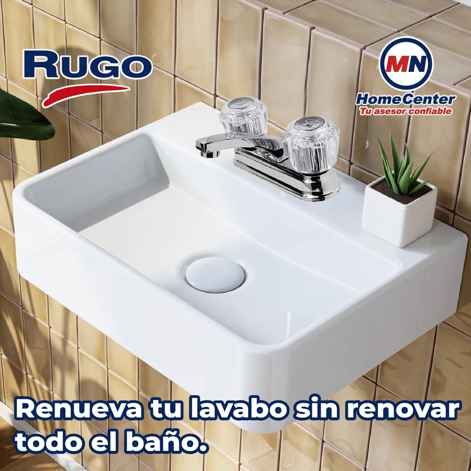 Llave Mezcladora para Lavabo 4” cierre de compresión Rugo