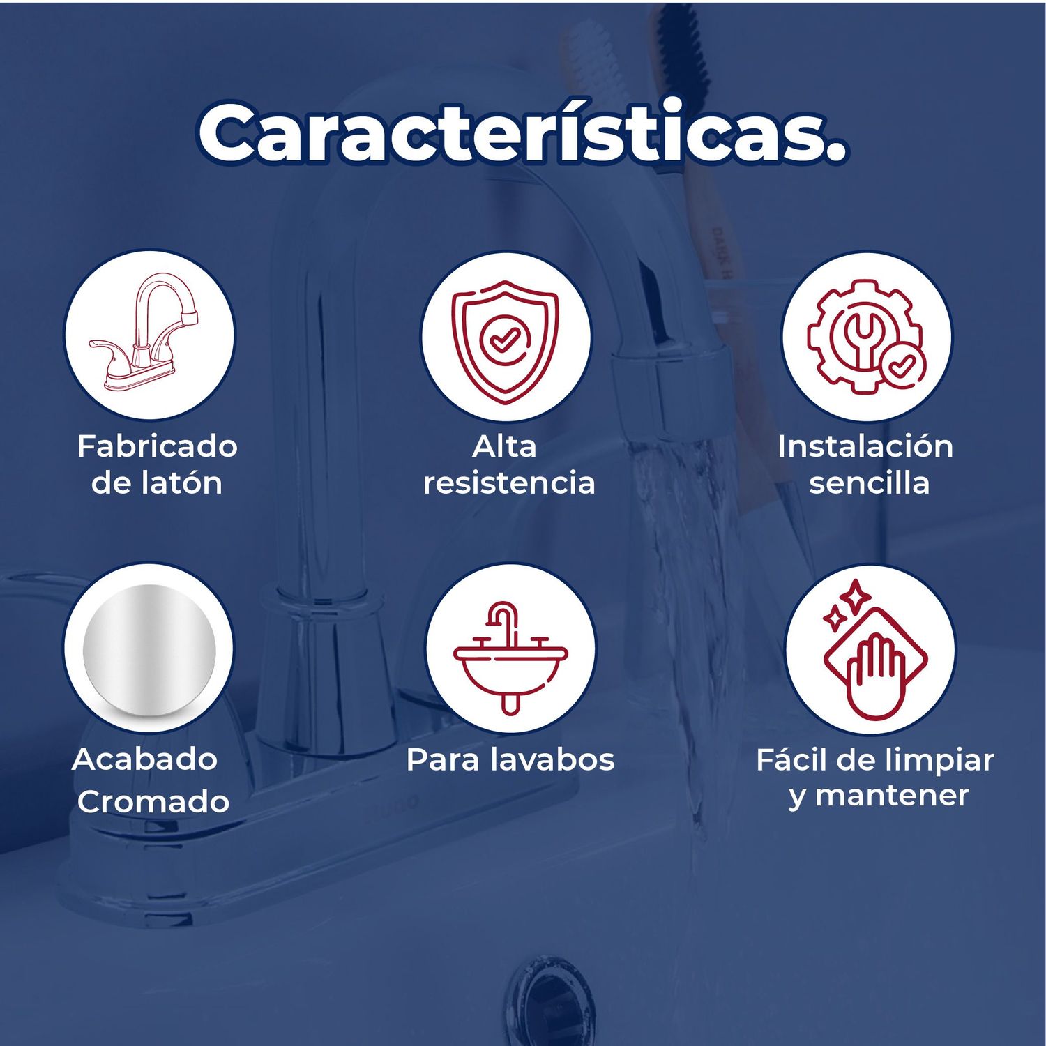 Llave Mezcladora Para Lavabo 4" Rugo Manerales Géminis