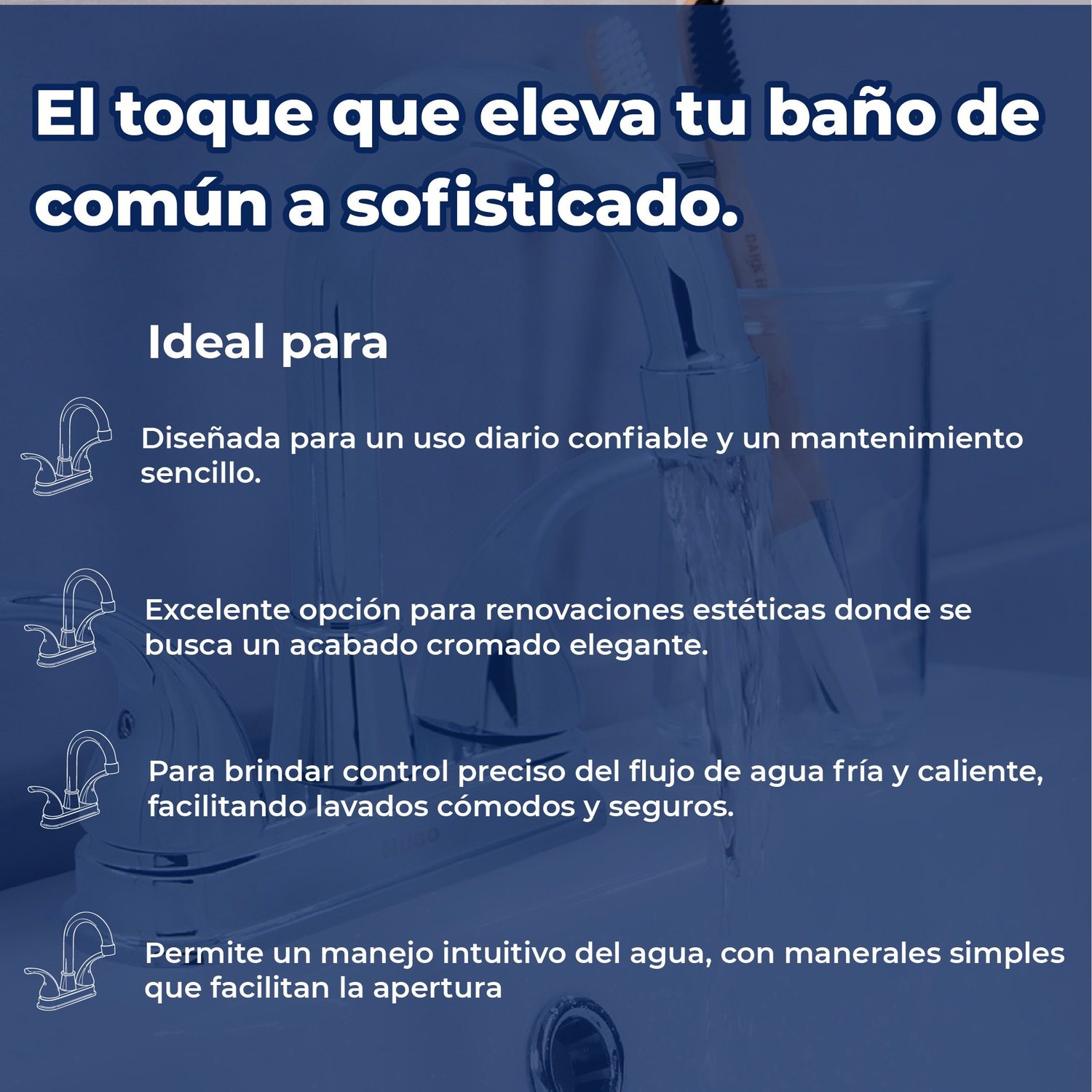 Llave Mezcladora Para Lavabo 4" Rugo Manerales Géminis