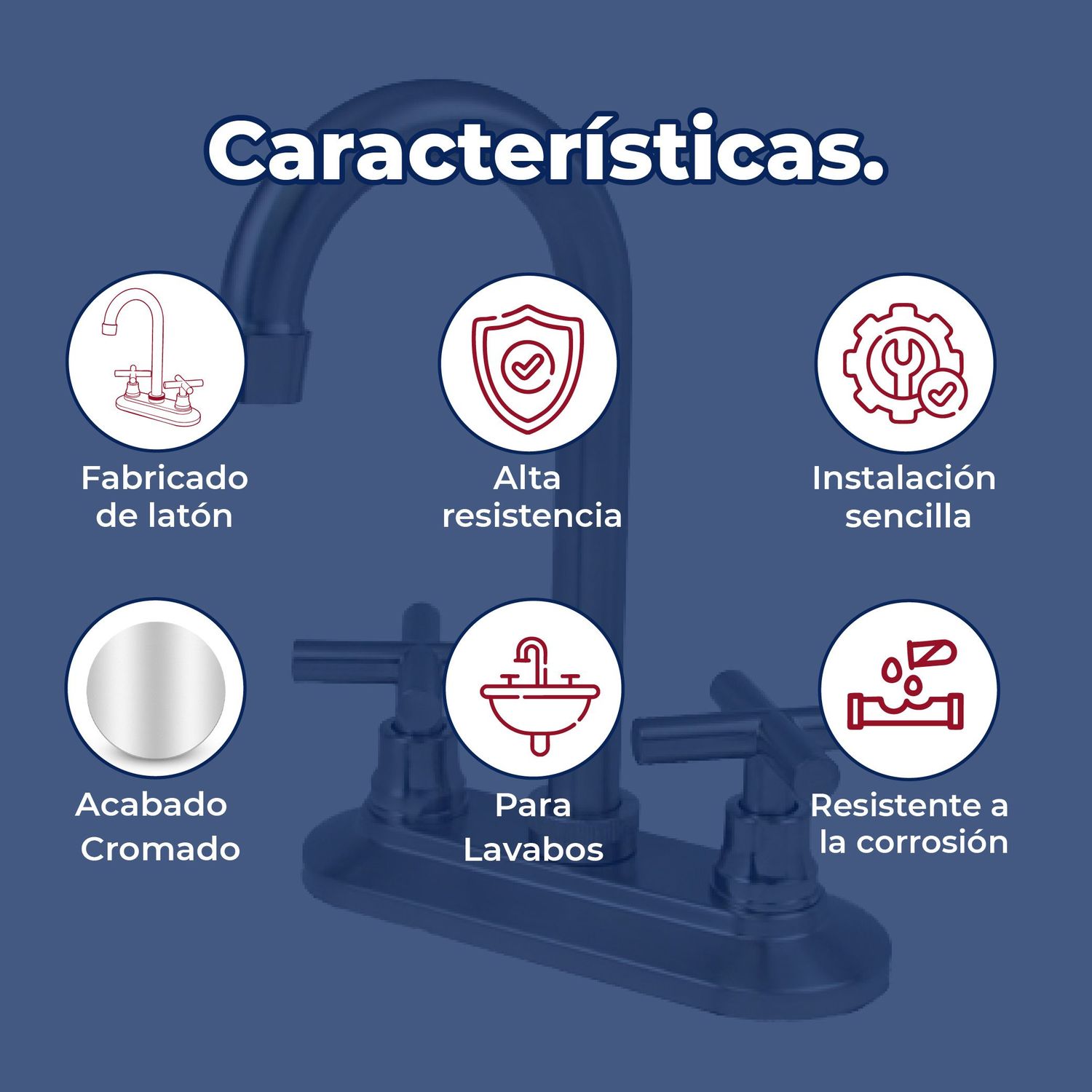 Llave Mezcladora 4" Para Lavabo Tipo Bar Rugo Manerales Cruceta