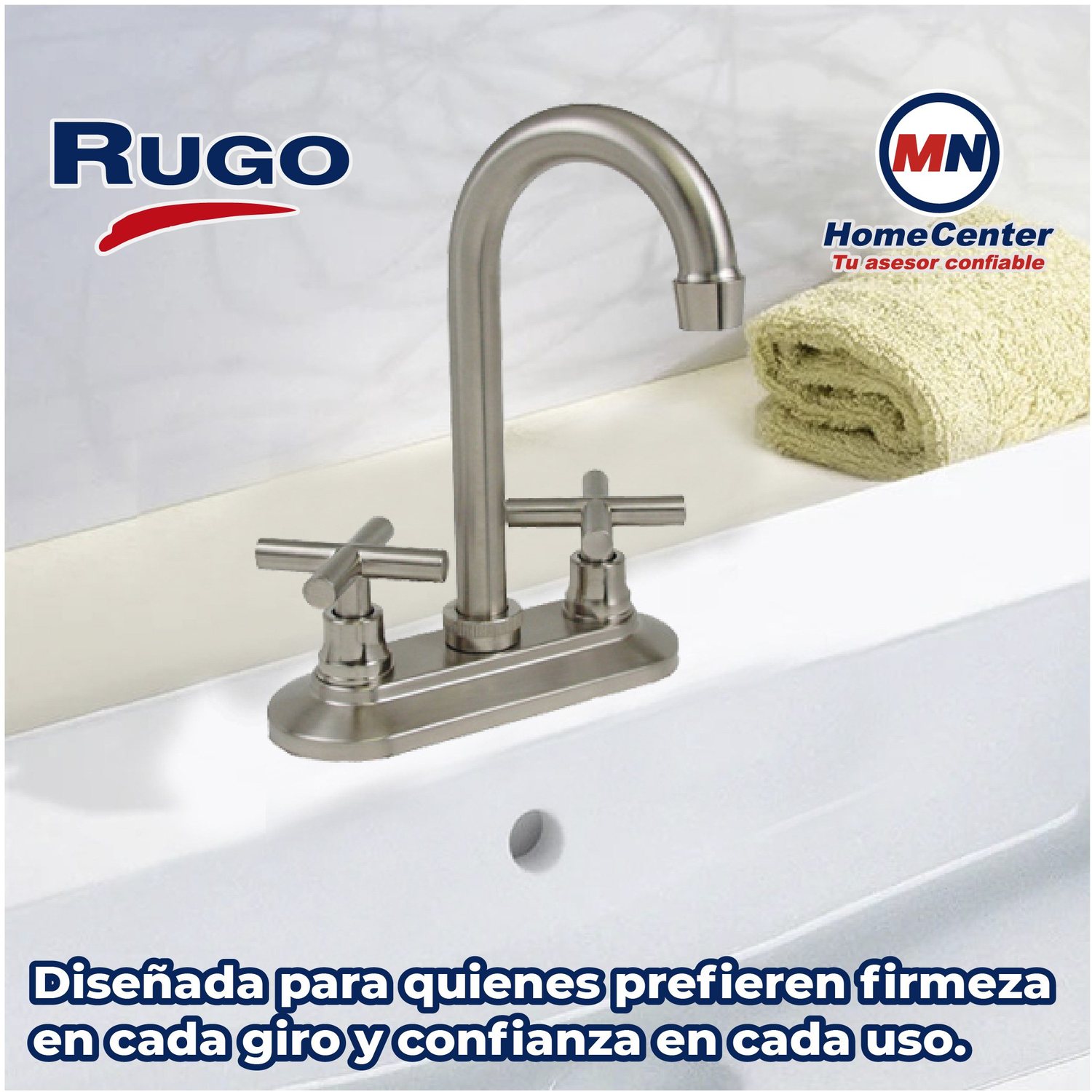 Llave Mezcladora 4" Para Lavabo Tipo Bar Rugo Manerales Cruceta