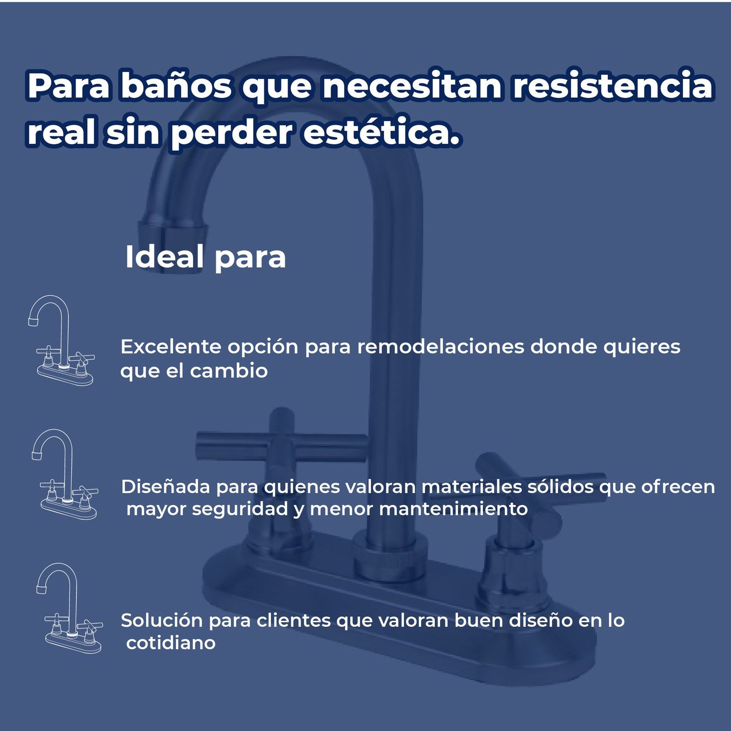 Llave Mezcladora 4" Para Lavabo Tipo Bar Rugo Manerales Cruceta