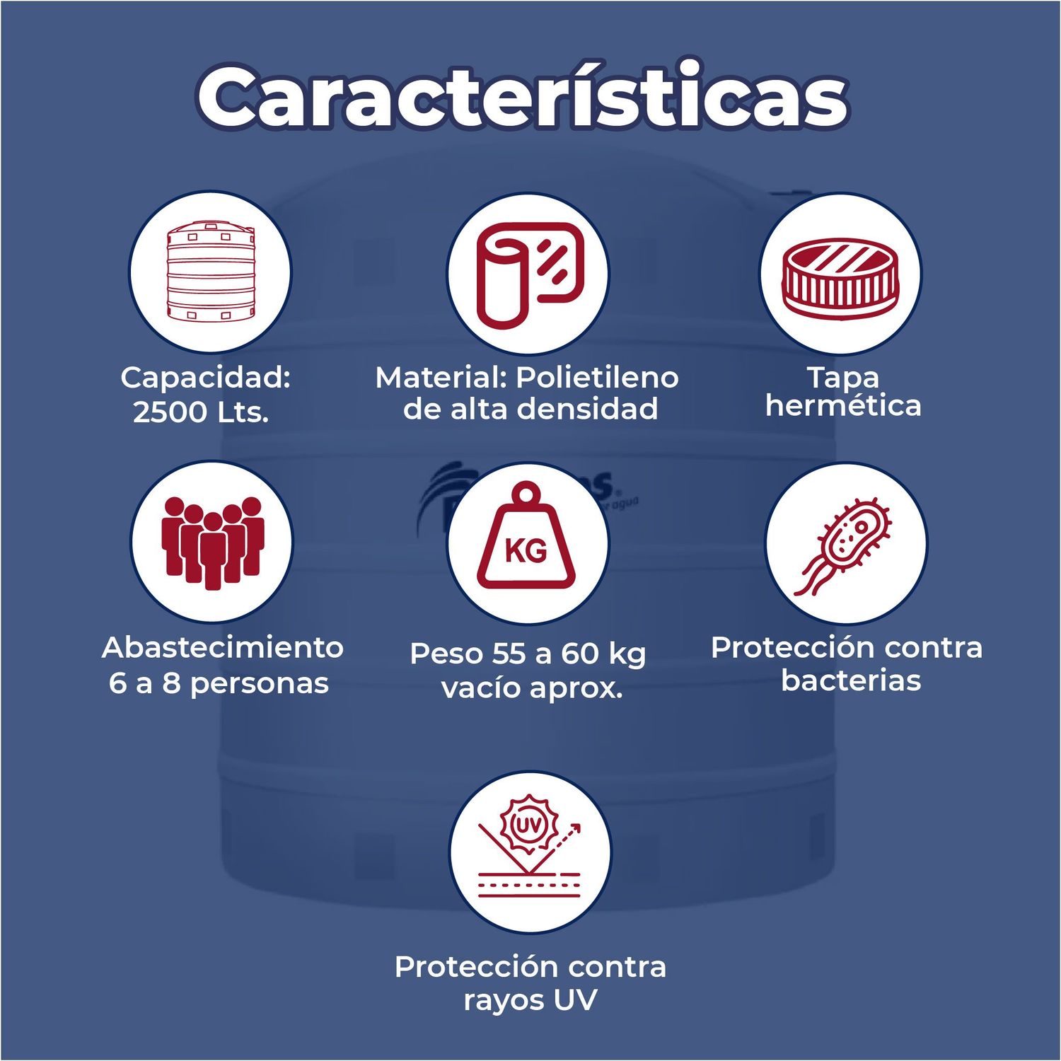 Tanque Agua Rotoplas Estándar Blanco 2500 L