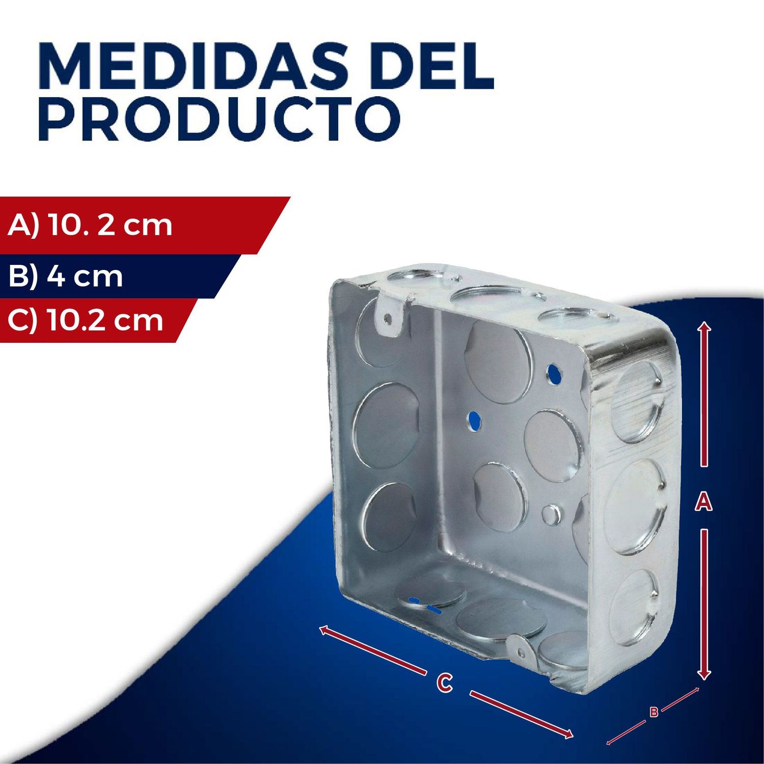 Caja Cuadrada Galvanizada Reforzada 4 x 4 pulg