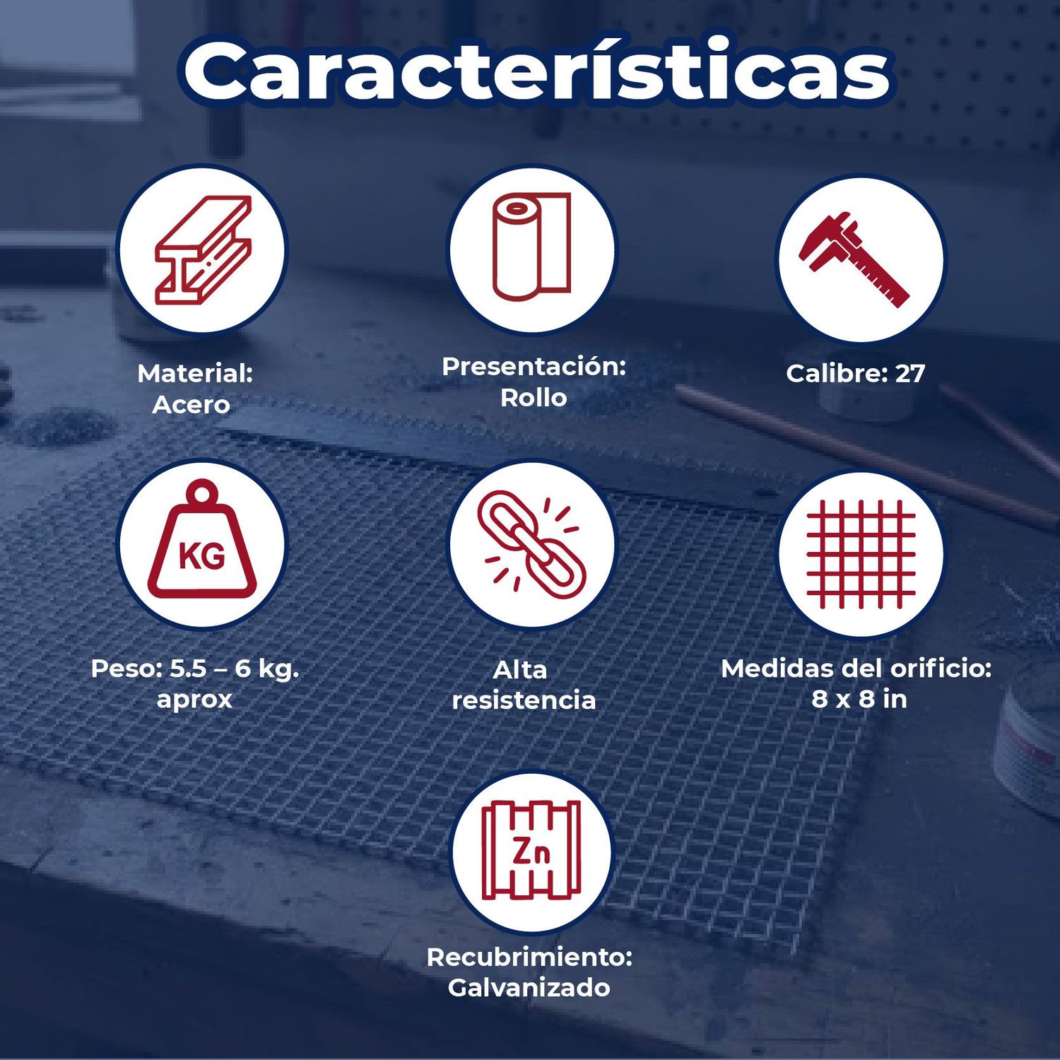 Malla Criba DeAcero 8 x 8 0.91 M