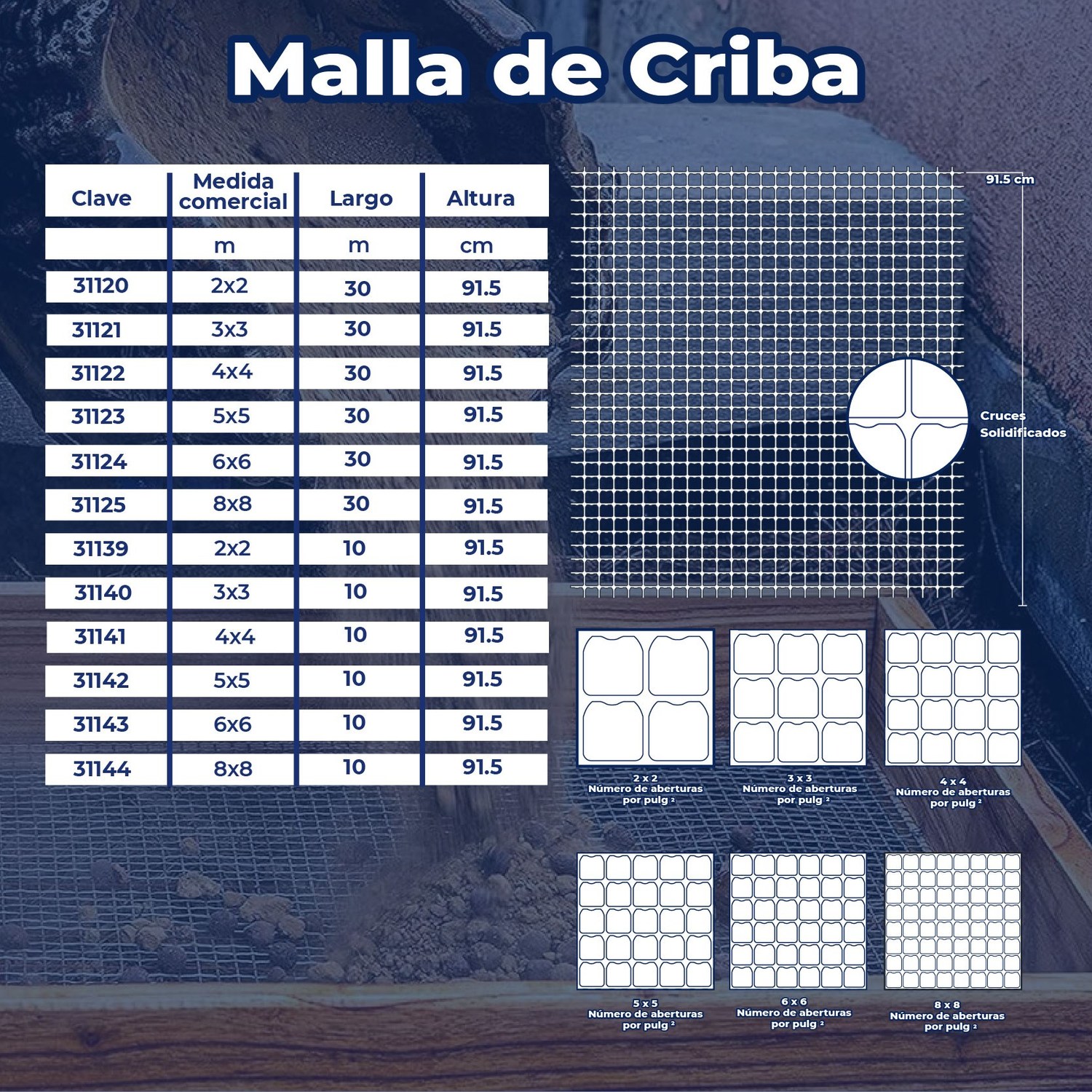 Malla Criba DeAcero 8 x 8 0.91 M