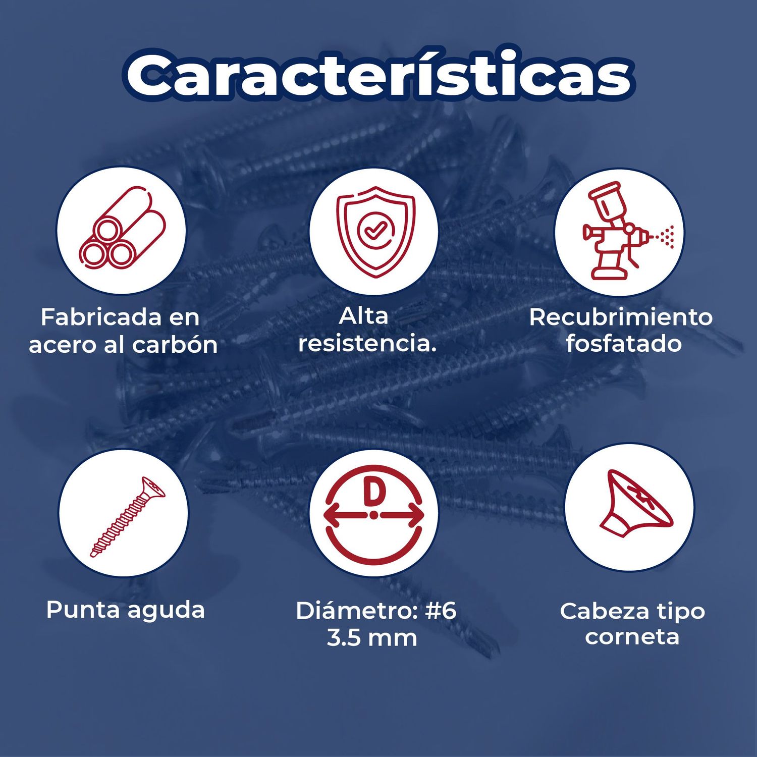 Tornillo STD CAB Corneta 28.6 6X1 1/8 (17.24) (Precio por kilo)