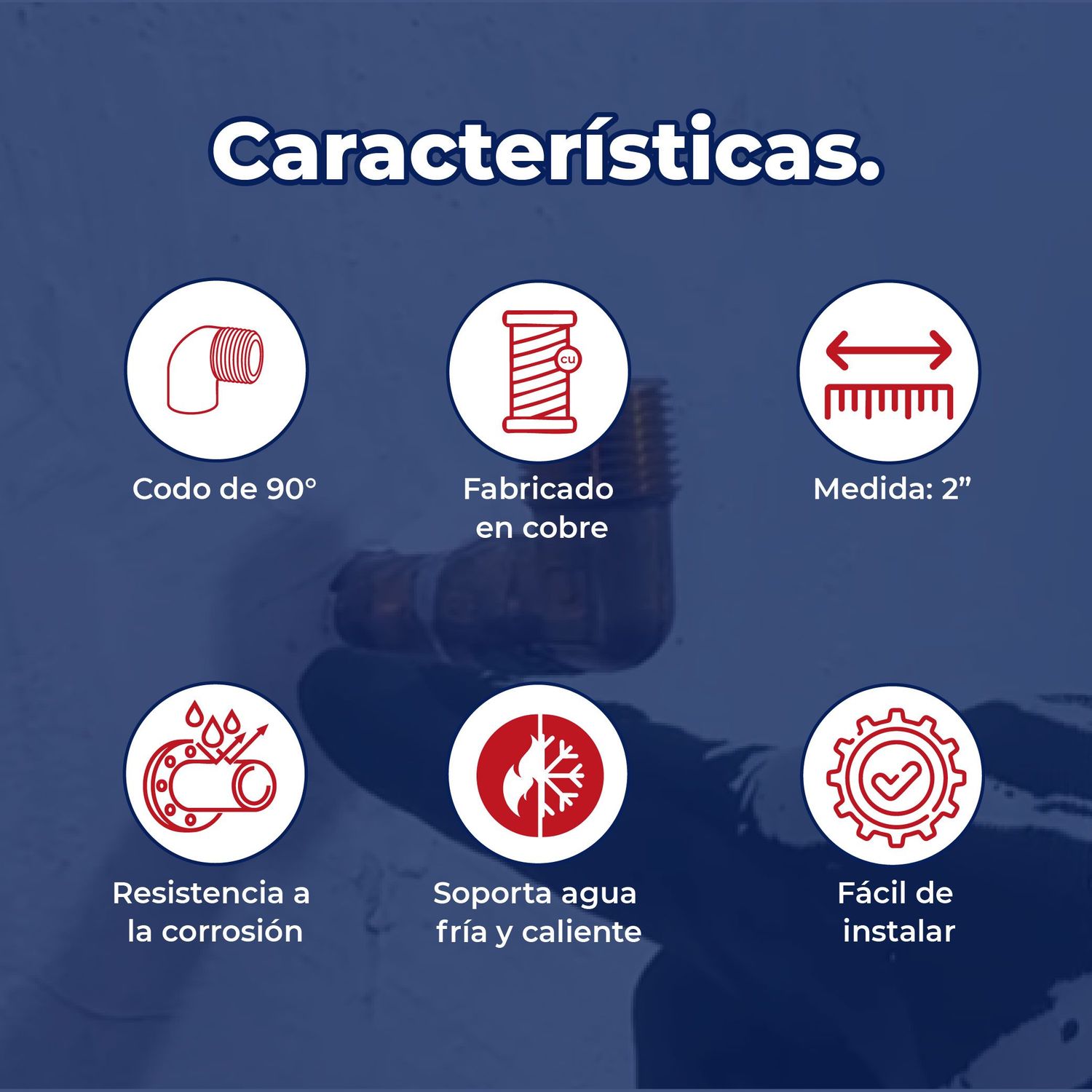 Codo de Cobre Rosca Exterior Iusa 90 x 2 pulgadas