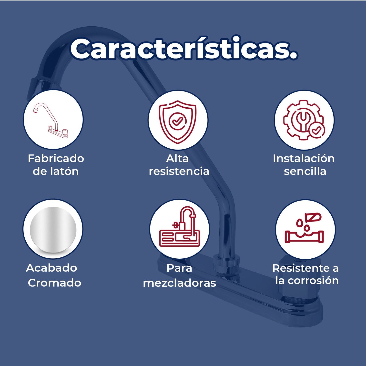 Llave Mezcladora 8" Para Fregadero al Piso Con Cubierta Rugo 8IS