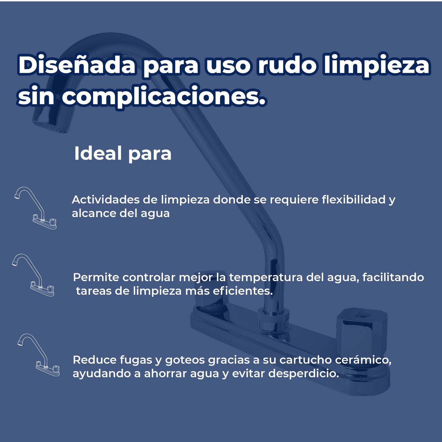 Llave Mezcladora 8" Para Fregadero al Piso Con Cubierta Rugo 8IS