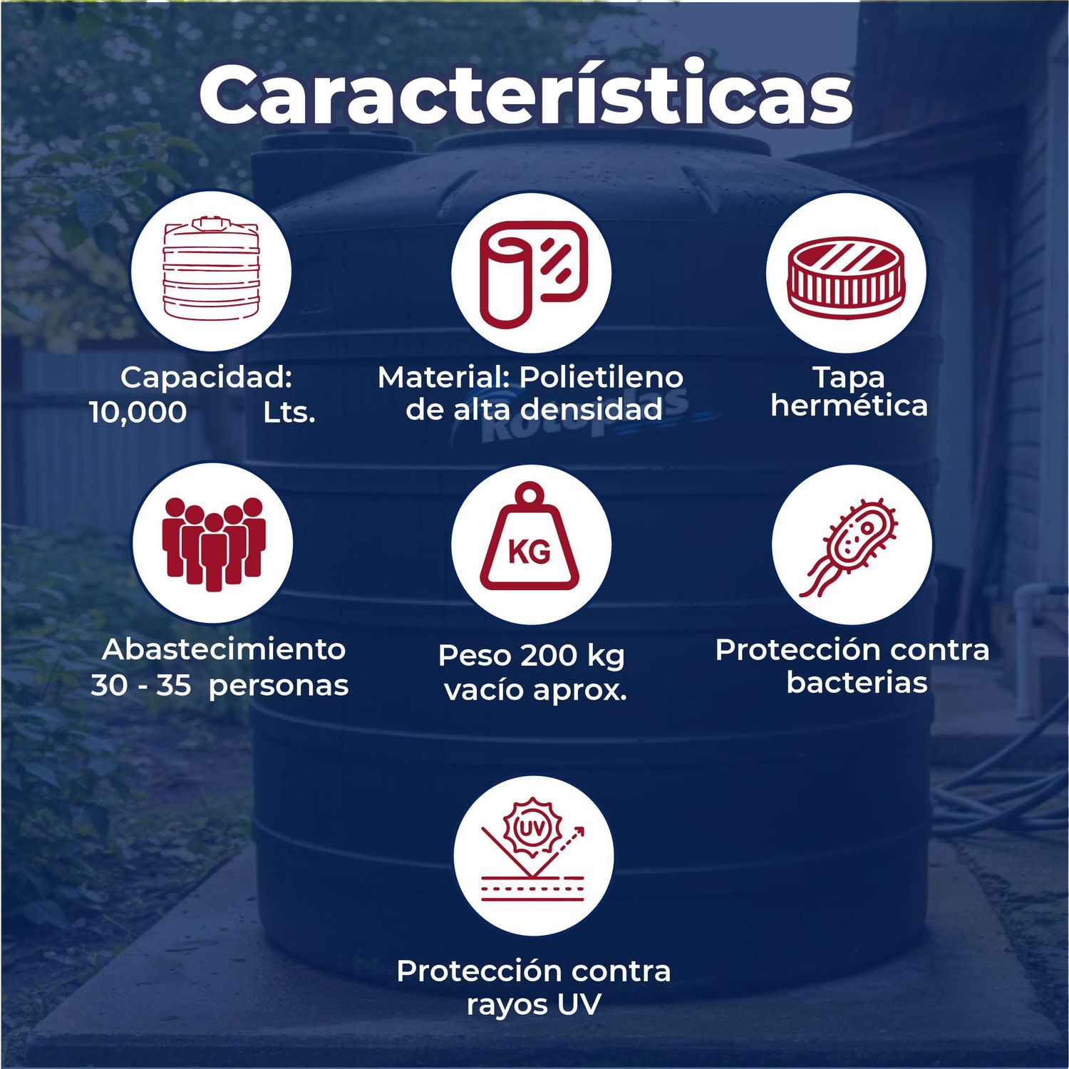 Tanque Agua Rotoplas Estándar Negro 10000 L