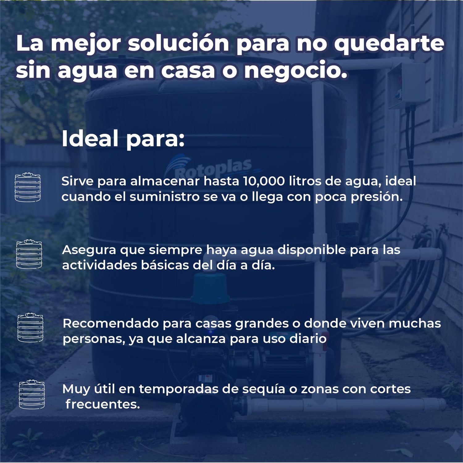 Tanque Agua Rotoplas Estándar Negro 10000 L