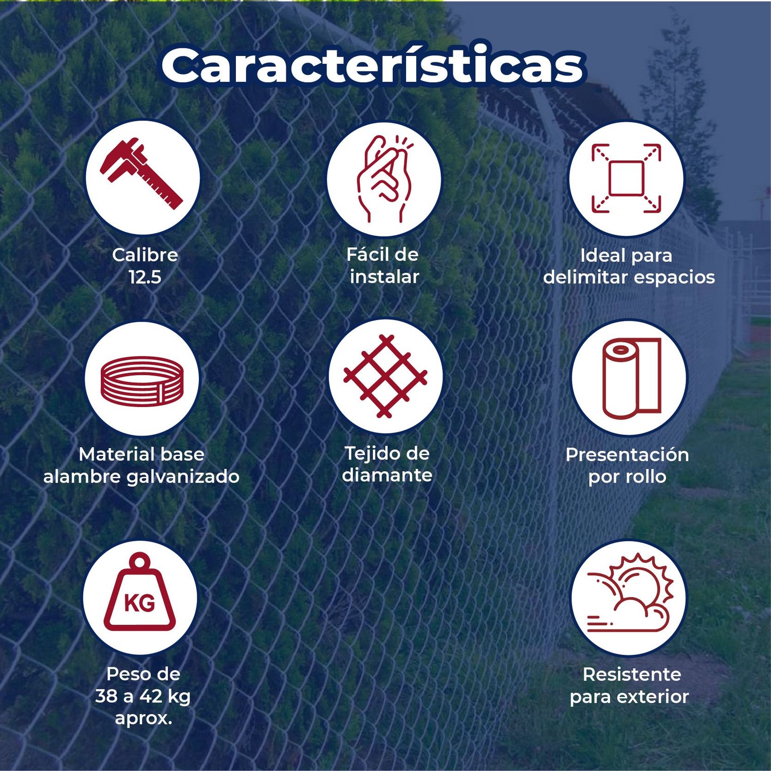 Malla Ciclónica Forrada DeAcero 2.0 x 20 ML Cal 12.5