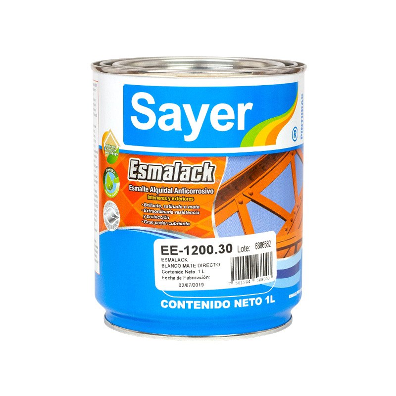 Esmalte Anticorrosivo Sayer Blanco Mate 1 Lt