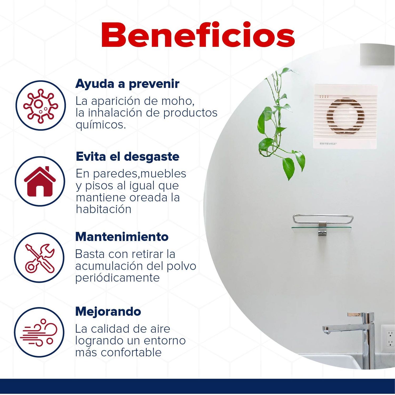 Extractor para baño/cocina Estévez Ultra Delgado 6 pulg Blanco