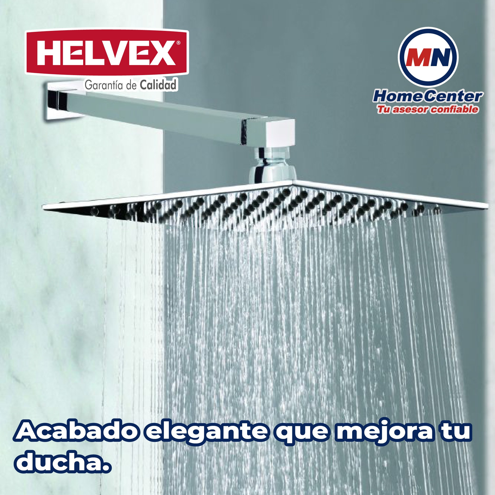 Brazo y chapetón recto cuadrado para regadera Helvex TR-036