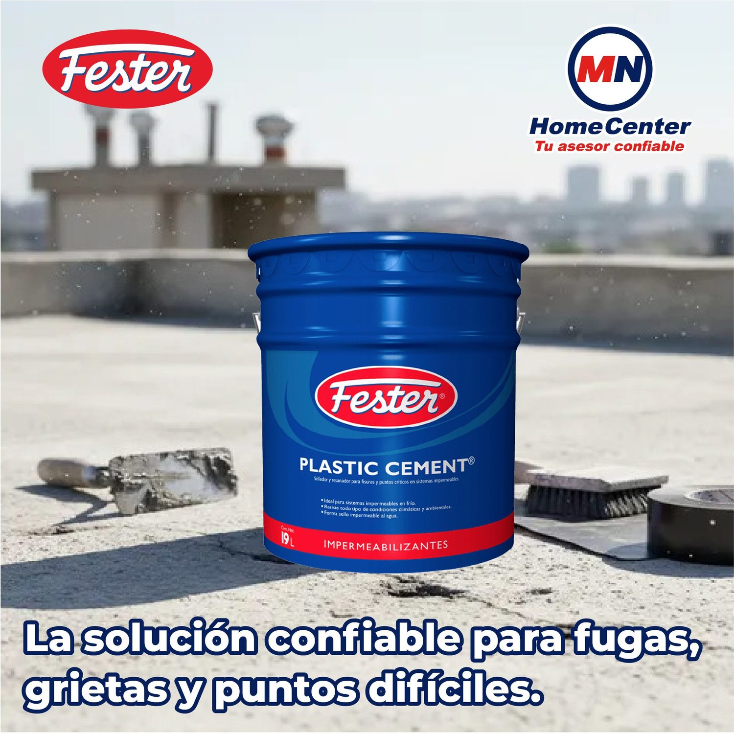 Cemento Plástico Negro Fester Plasticement 19 l