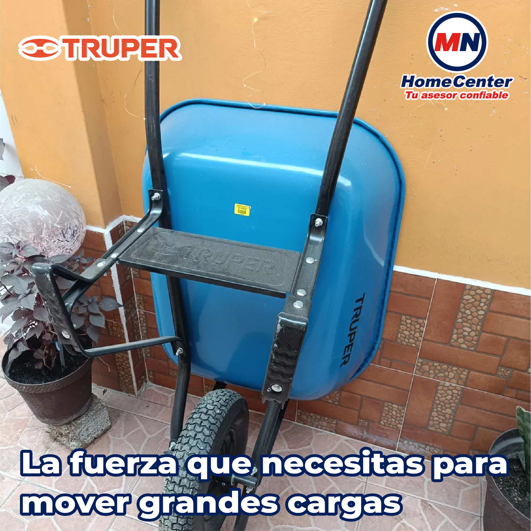 Carretilla Azul Truper 5.5 Llanta Neumática Bastidor Tubular