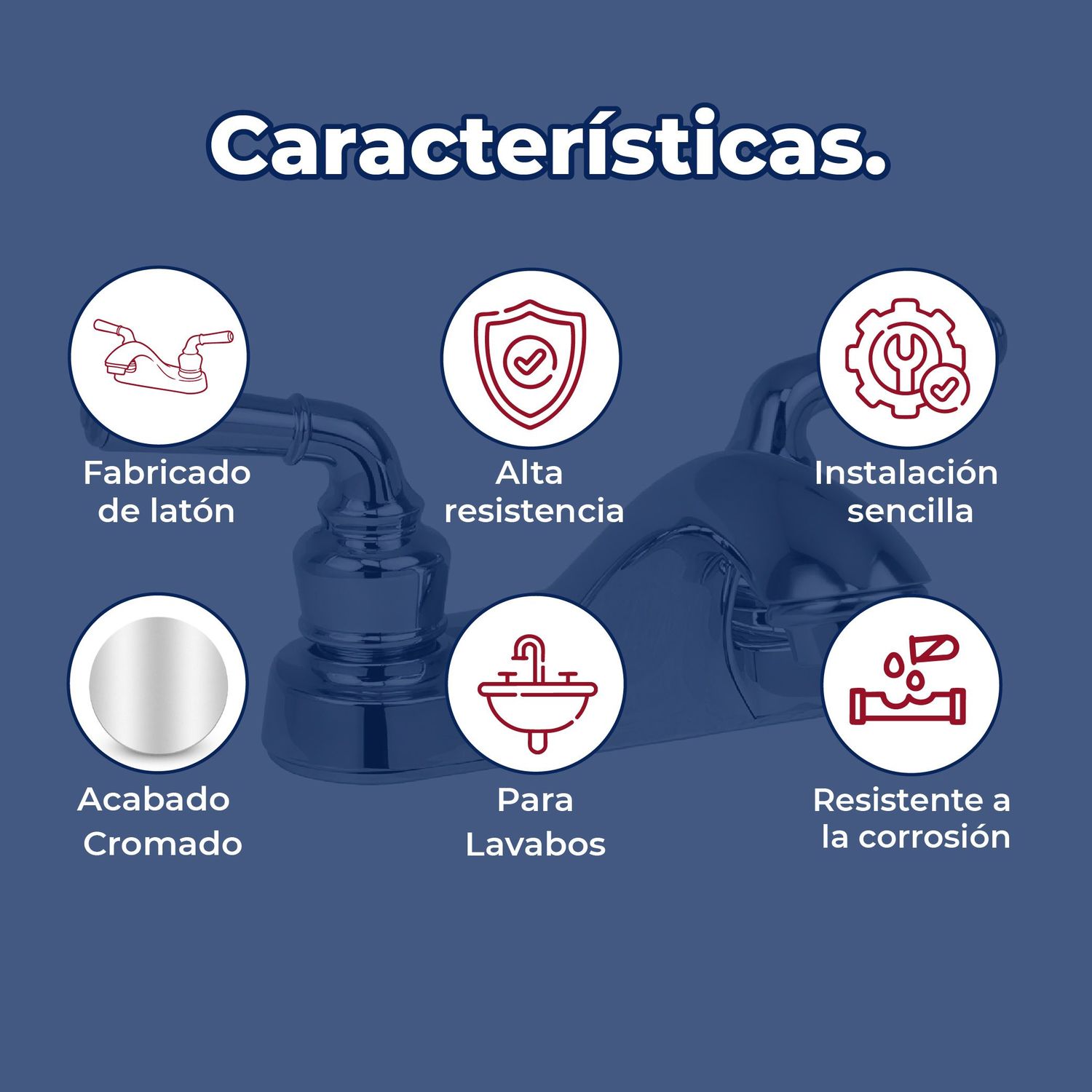 Llave Mezcladora para Lavabo 4” cierre de 90° Rugo Maneral Pekín