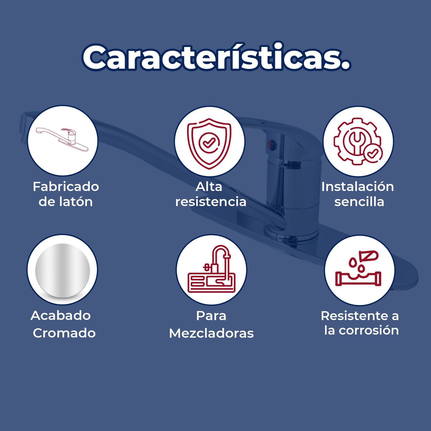 Llave Mezcladora Monomando Para Fregadero 8" Con Cubierta Rugo