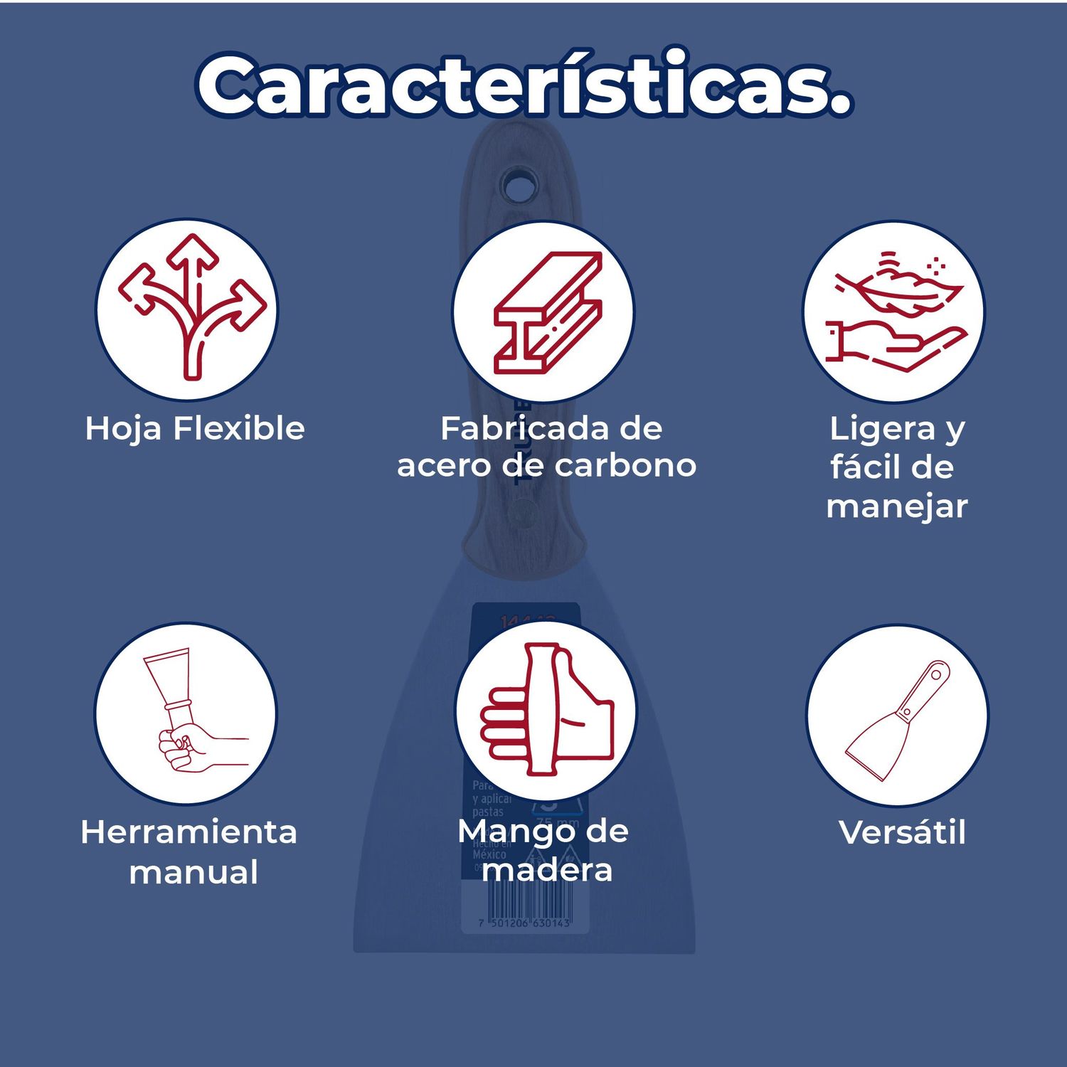 Espátula flexible 3" pulgadas con mango de madera truper