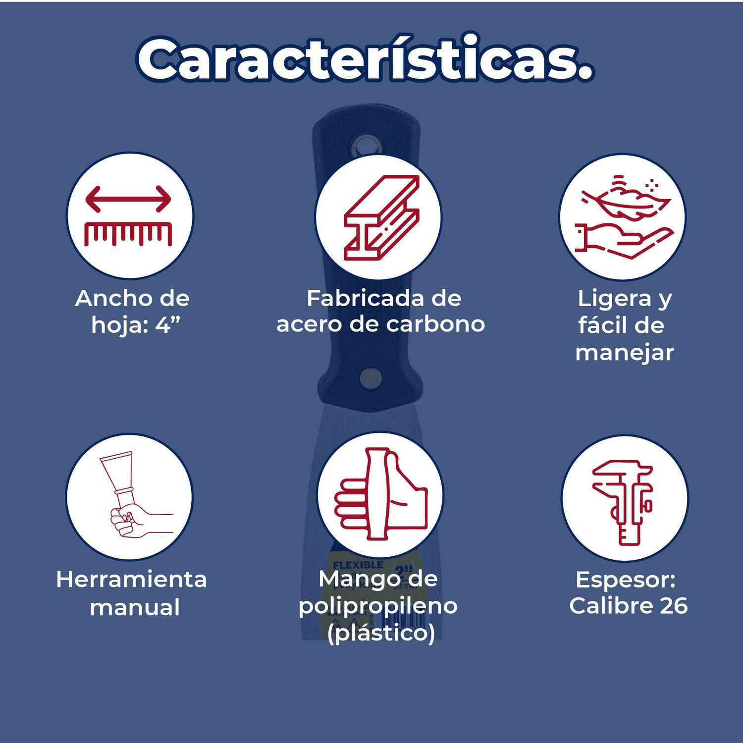 Espátula Flexible 4" Pulgadas Con Mango de Plástico Pretul