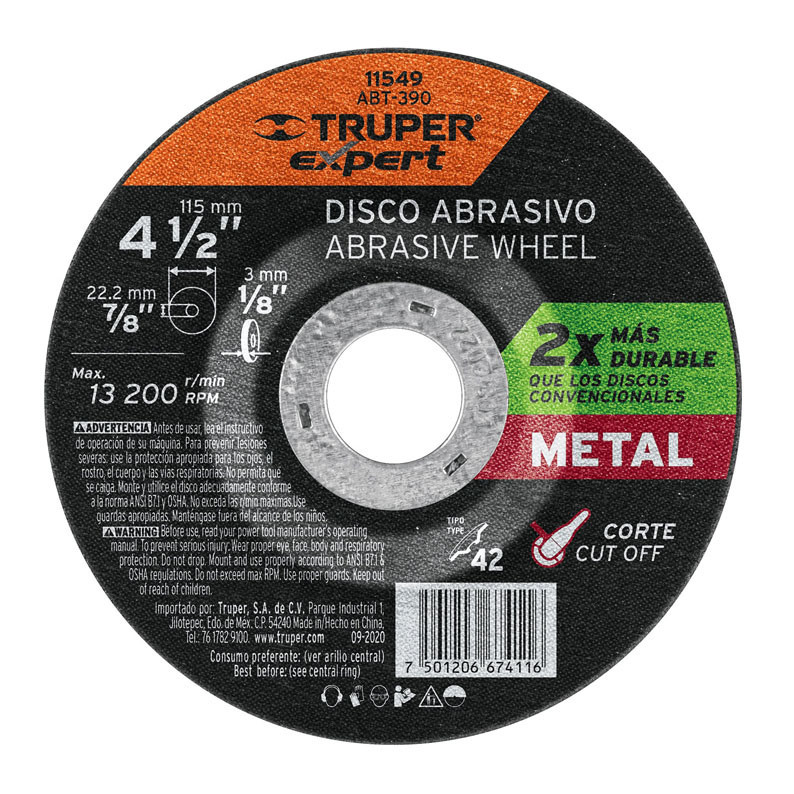 Disco Corte Metal Truper 4½ Alto Rendimiento