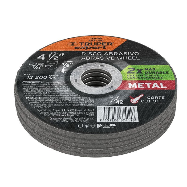Disco Corte Metal Truper 4½ Alto Rendimiento
