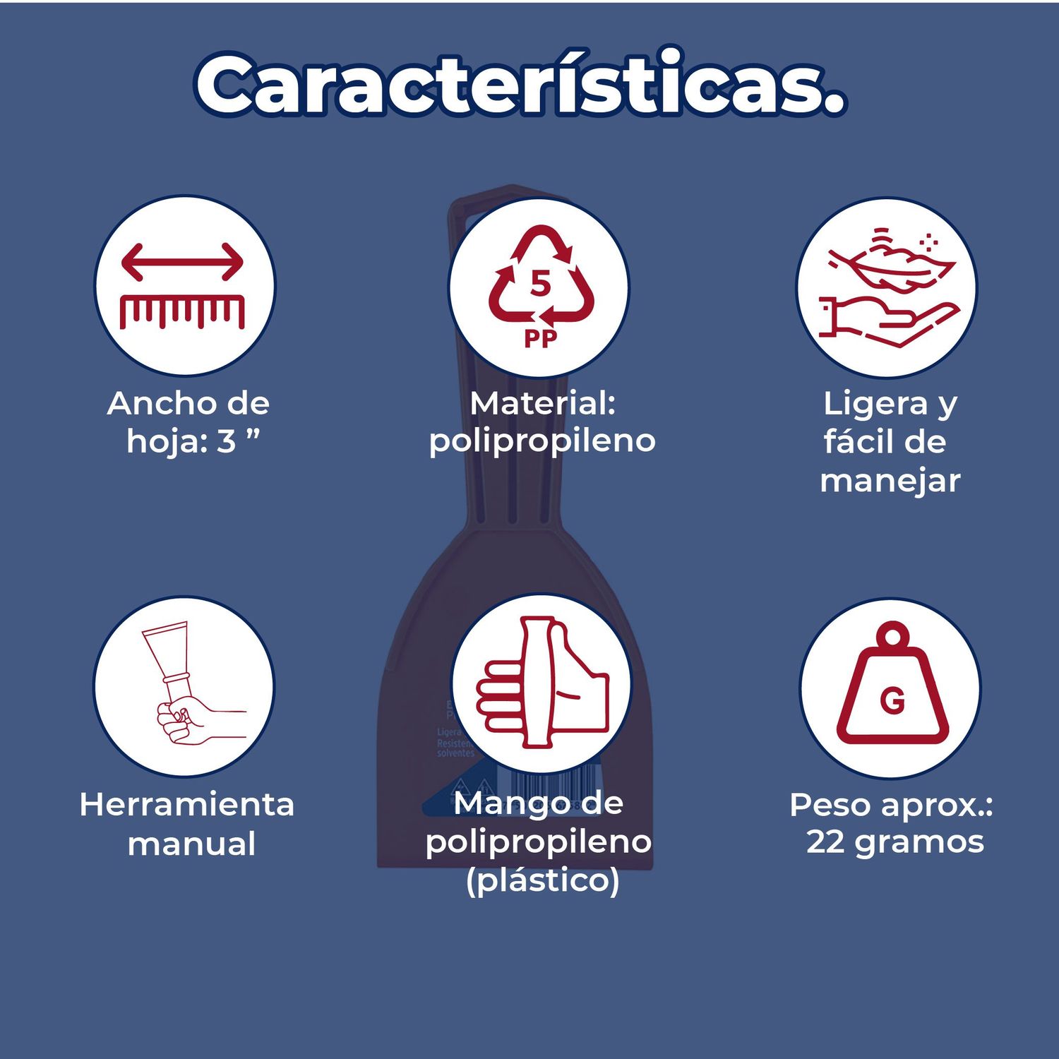 Espátula plástica de 3" Pulgadas Truper