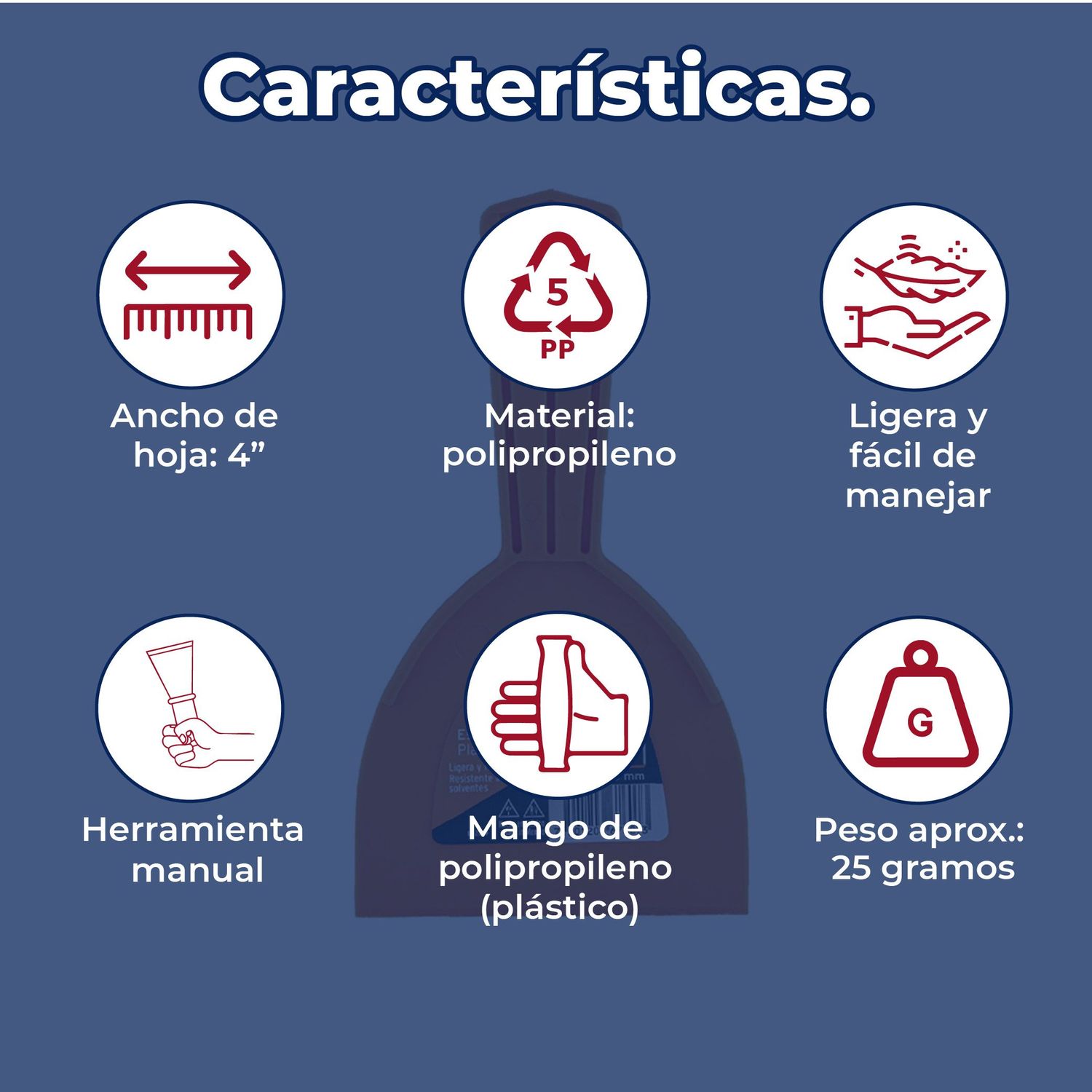 Espátula plástica de 4" pulgadas truper