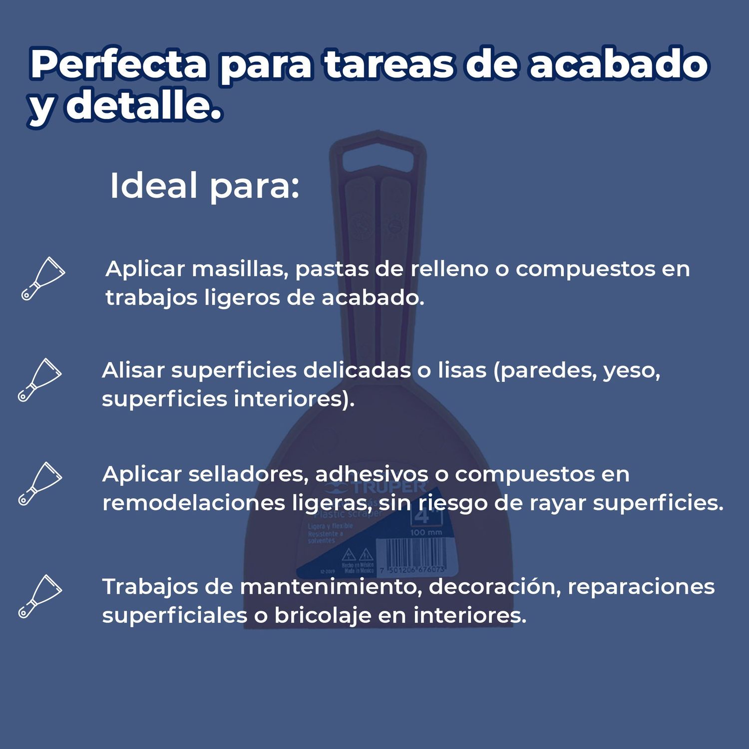 Espátula plástica de 4" pulgadas truper