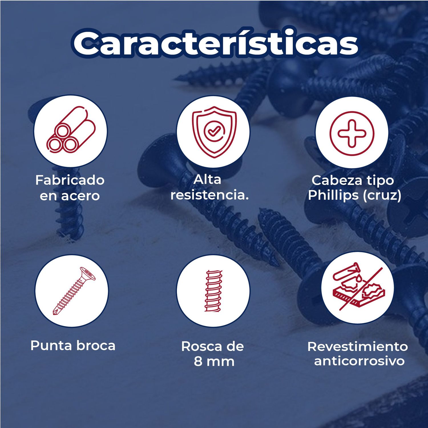 Tornillo Punta Broca PermaBase 8 mm x 1¼ pulg