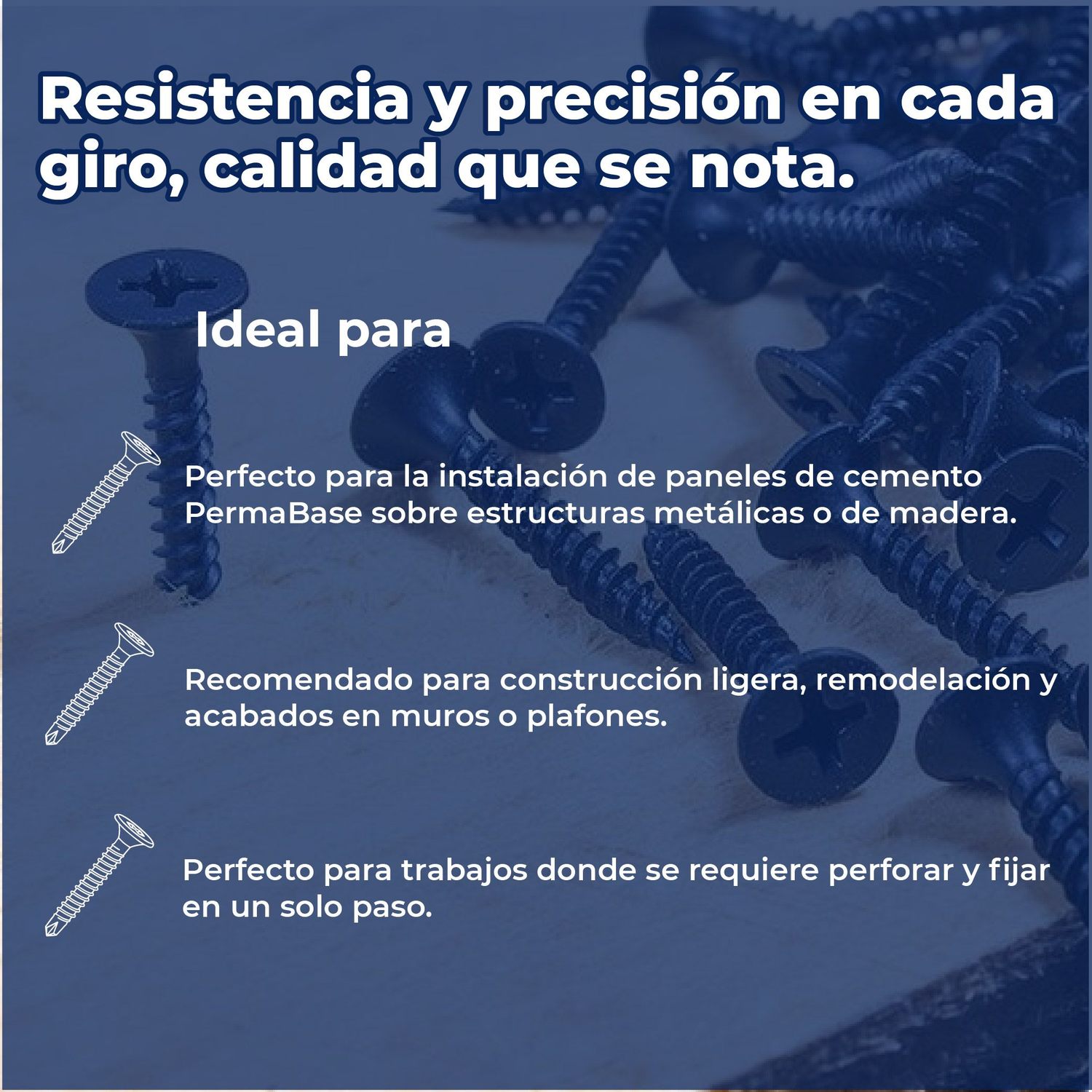 Tornillo Punta Broca PermaBase 8 mm x 1¼ pulg