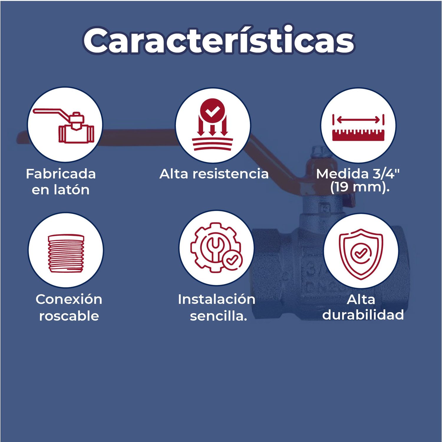 Válvula de Esfera Roscable 019 mm 3/4 Urrea