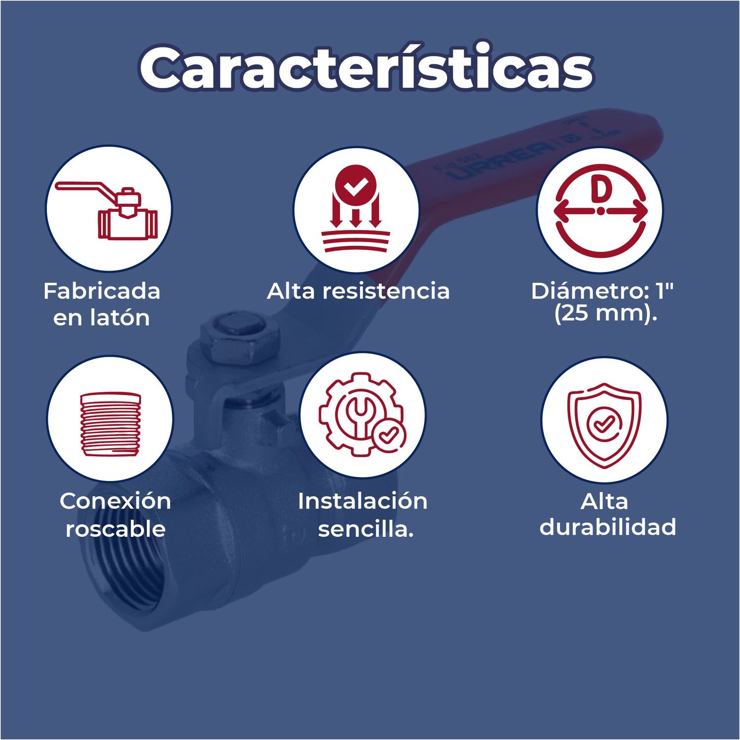 Válvula de Esfera Roscable de laton 025 mm 1 Urrea