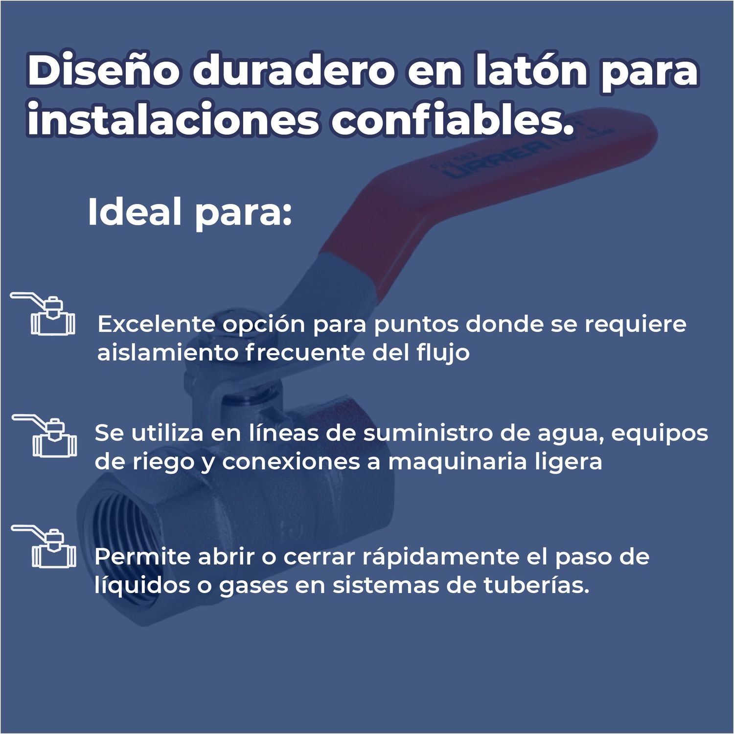 Válvula de Esfera Roscable de laton 025 mm 1 Urrea