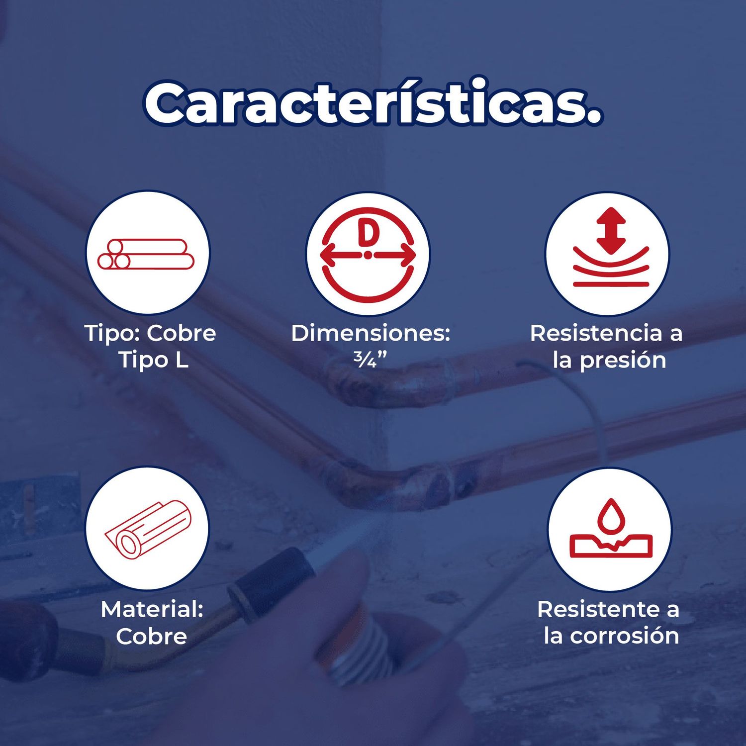 Tubo de Cobre Iusa tipo L ¾ pulg 6.10 m