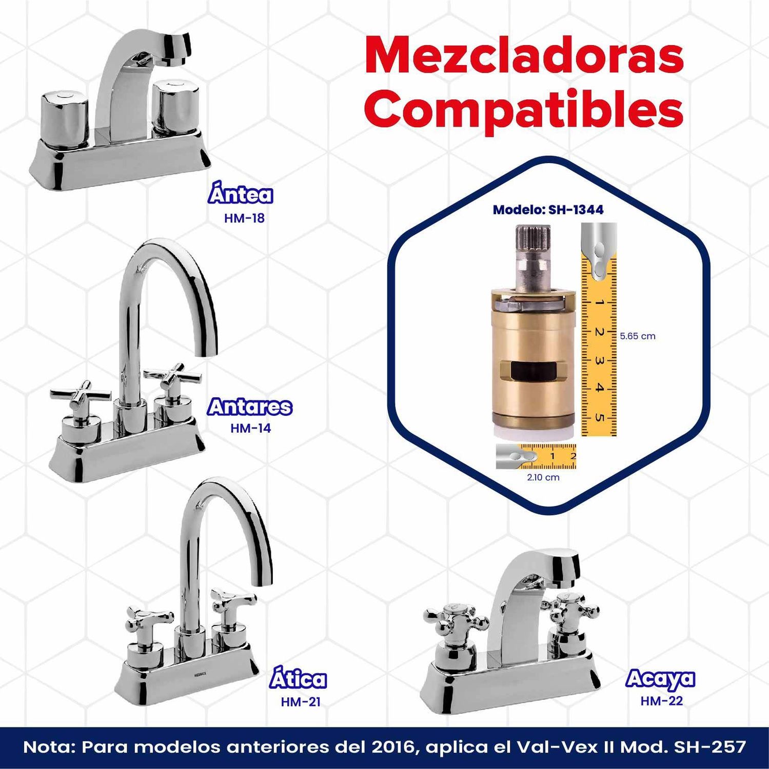 Mezcladora Lavabo Helvex 4 Pulgadas Atica HM-21