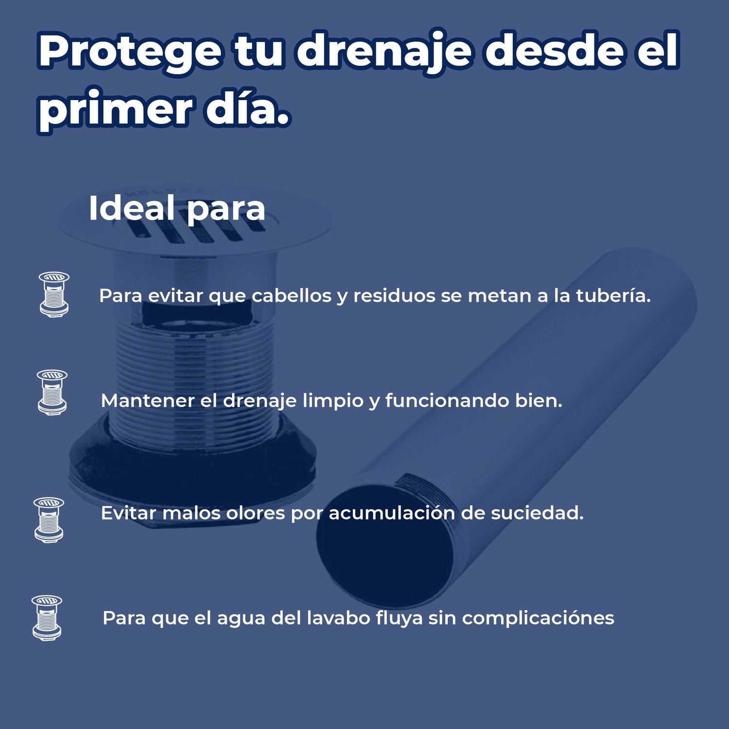 Contra con Rejilla para Lavabo con Rebosadero Helvex TH-058