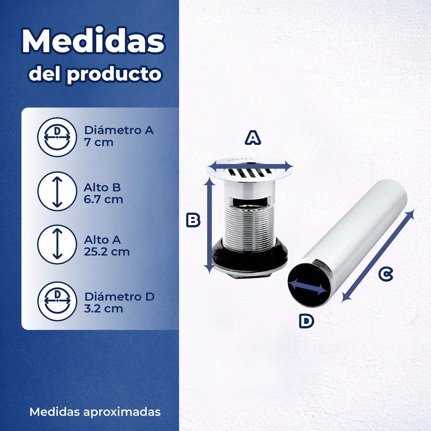 Contra con Rejilla para Lavabo con Rebosadero Helvex TH-058