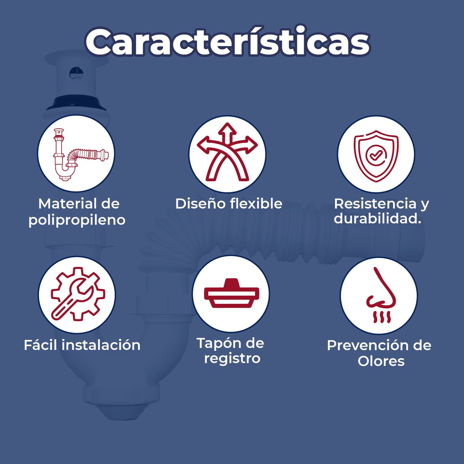 Trampa Para Lavabo PVC Flexible con Contra Tipo P