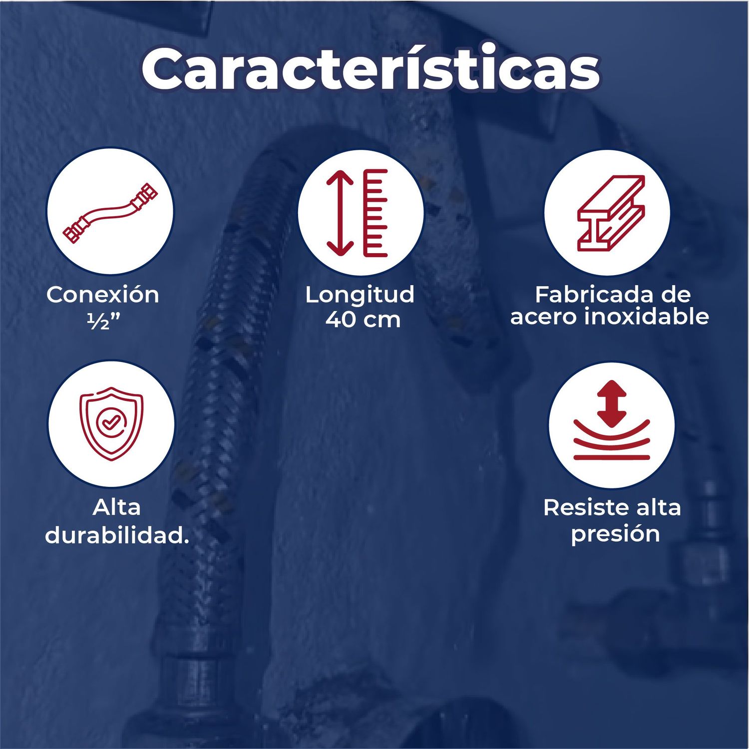 Manguera Maxiflex Flexible Para Lavabo Fluidmaster 1/2X1/2X40 CM